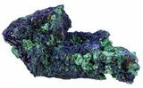 Sparkling Azurite Crystal Cluster with Malachite - Laos #56059-2